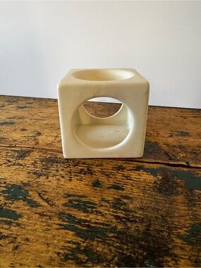 Minimalist Cube Ceramic Candle Wax Warmer in Cream